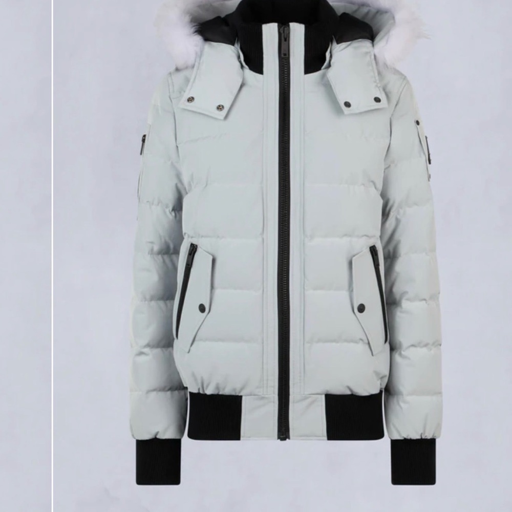 Moose Knuckles Light Gray Puffer Jacket
